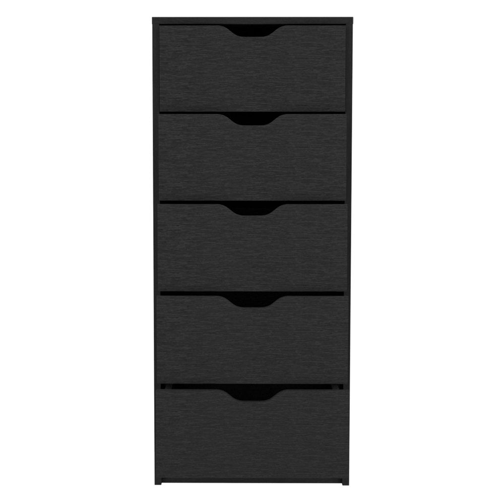 42" Black Wood Six Drawer Double Dresser — view 3