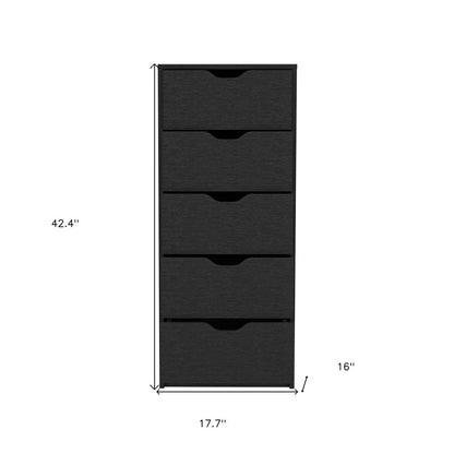 42" Black Wood Six Drawer Double Dresser HomeRoots