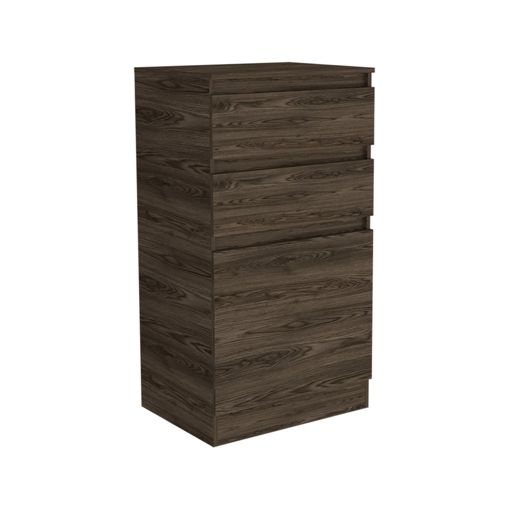 23" Walnut Wood Two Drawers Mirrored Jewelry Stand