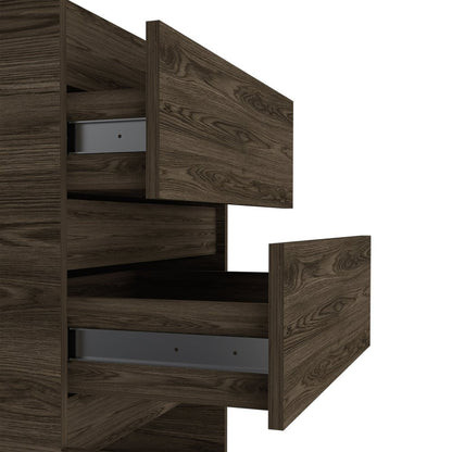 23" Walnut Wood Two Drawers Mirrored Jewelry Stand