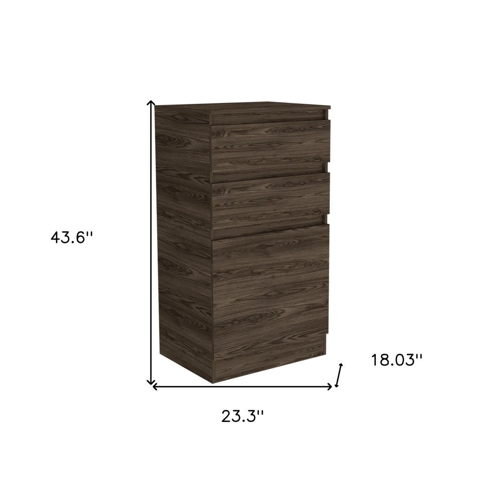 23" Walnut Wood Two Drawers Mirrored Jewelry Stand