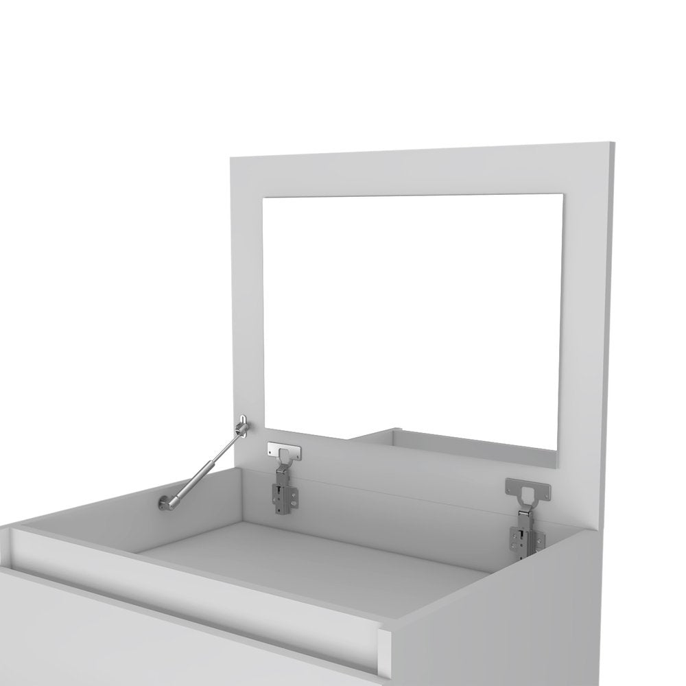 23" Walnut Wood Two Drawers Mirrored Jewelry Stand