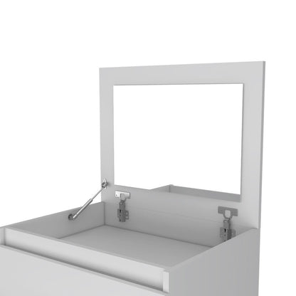 23" Walnut Wood Two Drawers Mirrored Jewelry Stand