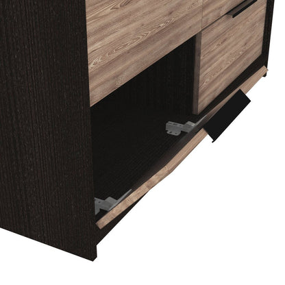 42" Black And Brown Wood Six Drawer Double Dresser