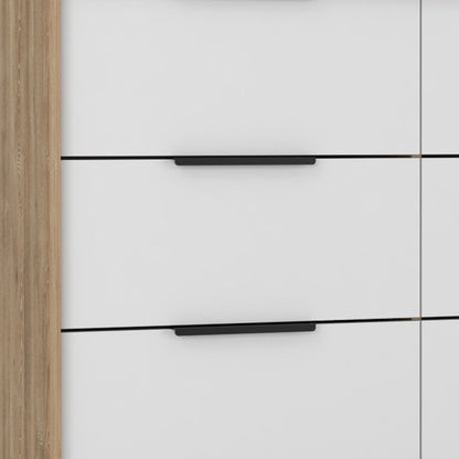 42" Natural And White Wood Six Drawer Double Dresser