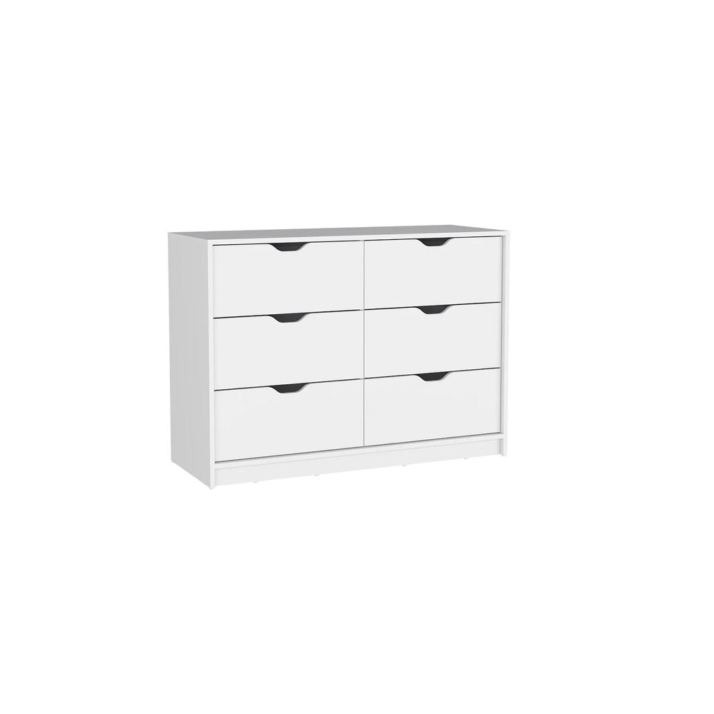 42" White Wood Six Drawer Double Dresser — view 8