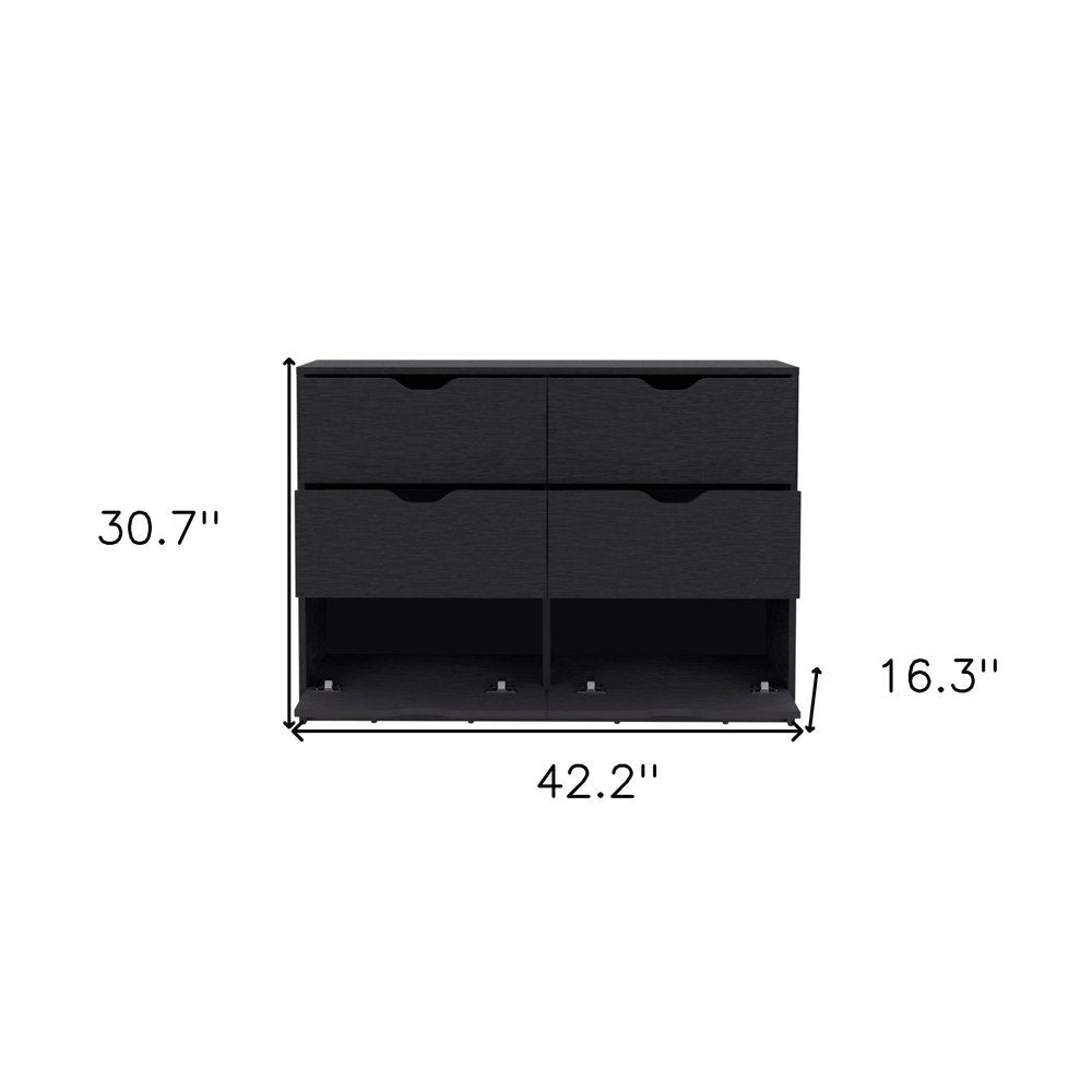 42" Black Wood Six Drawer Double Dresser — view 9