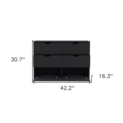 42" Black Wood Six Drawer Double Dresser HomeRoots