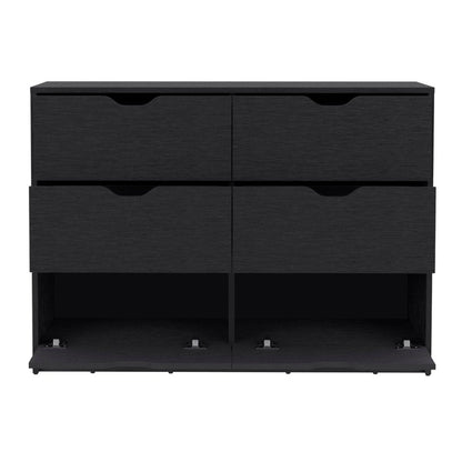 18" Black Wood Five Drawer Dresser