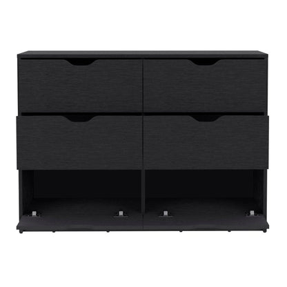 18" Black Wood Five Drawer Dresser