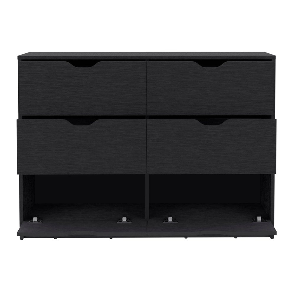 42" Black Wood Six Drawer Double Dresser — view 11