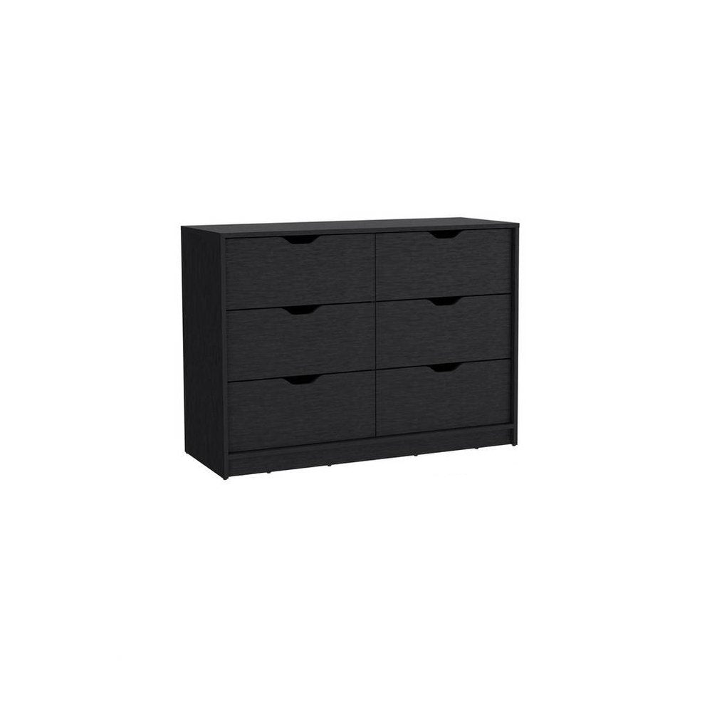 42" Black Wood Six Drawer Double Dresser — view 12