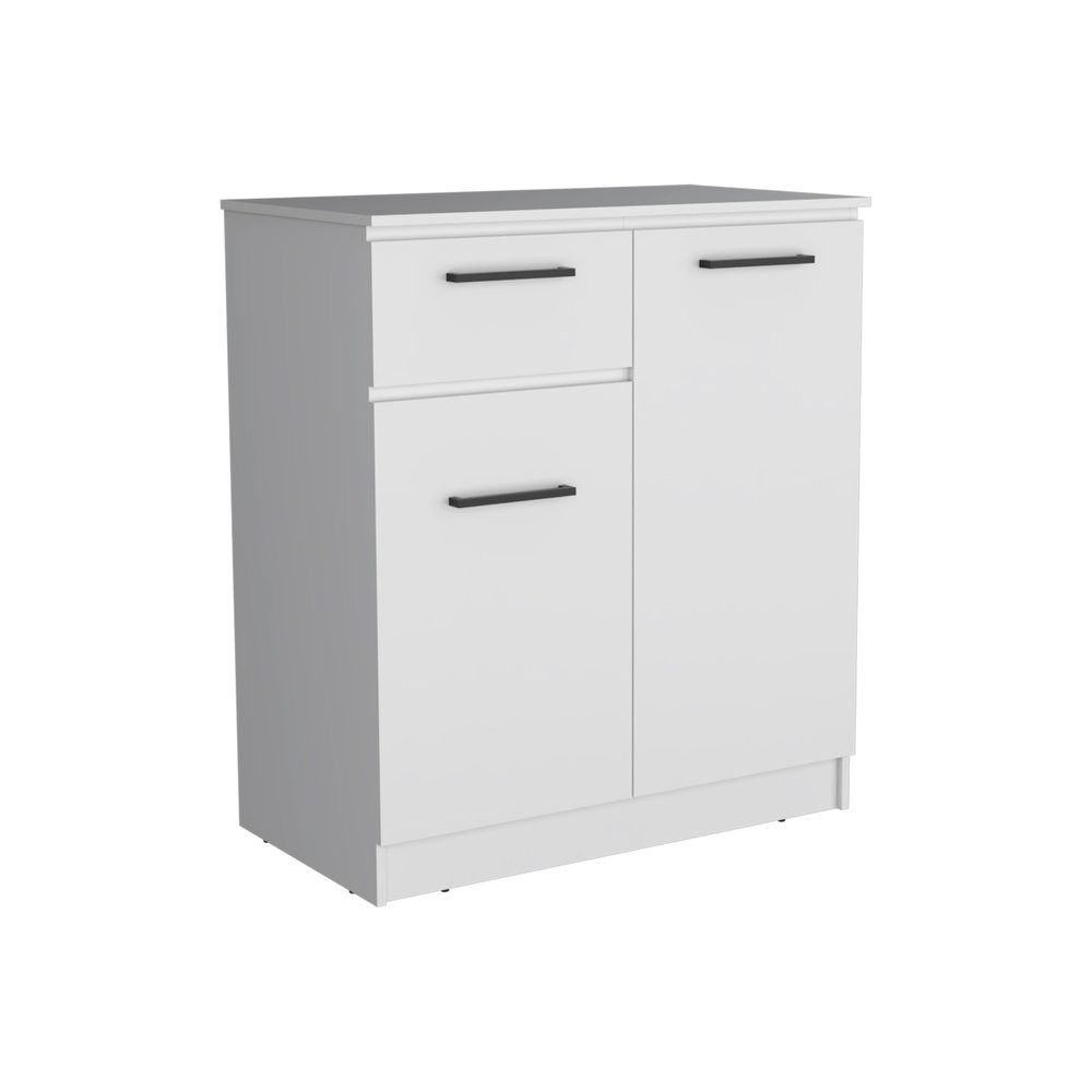 37" White Wood Two Door Single Drawer Combo Dresser — view 1
