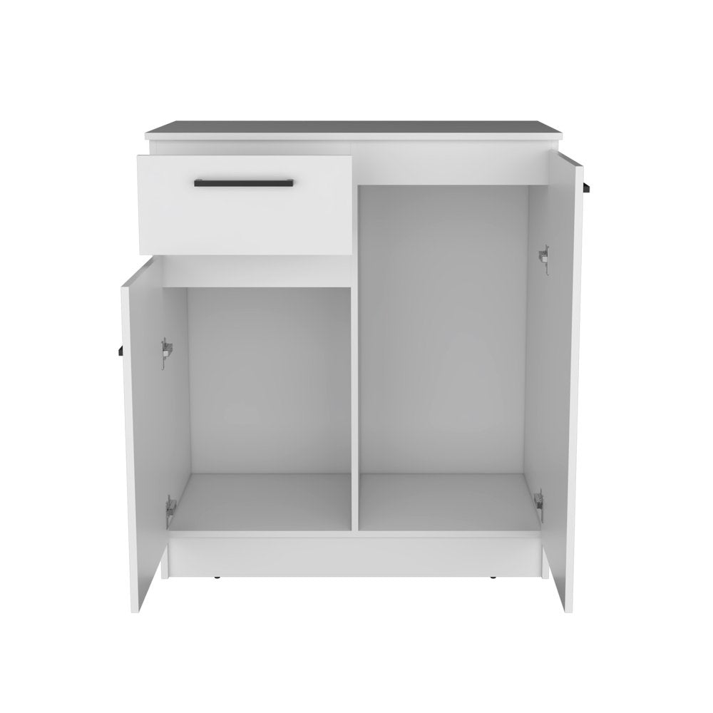 37" White Wood Two Door Single Drawer Combo Dresser — view 2