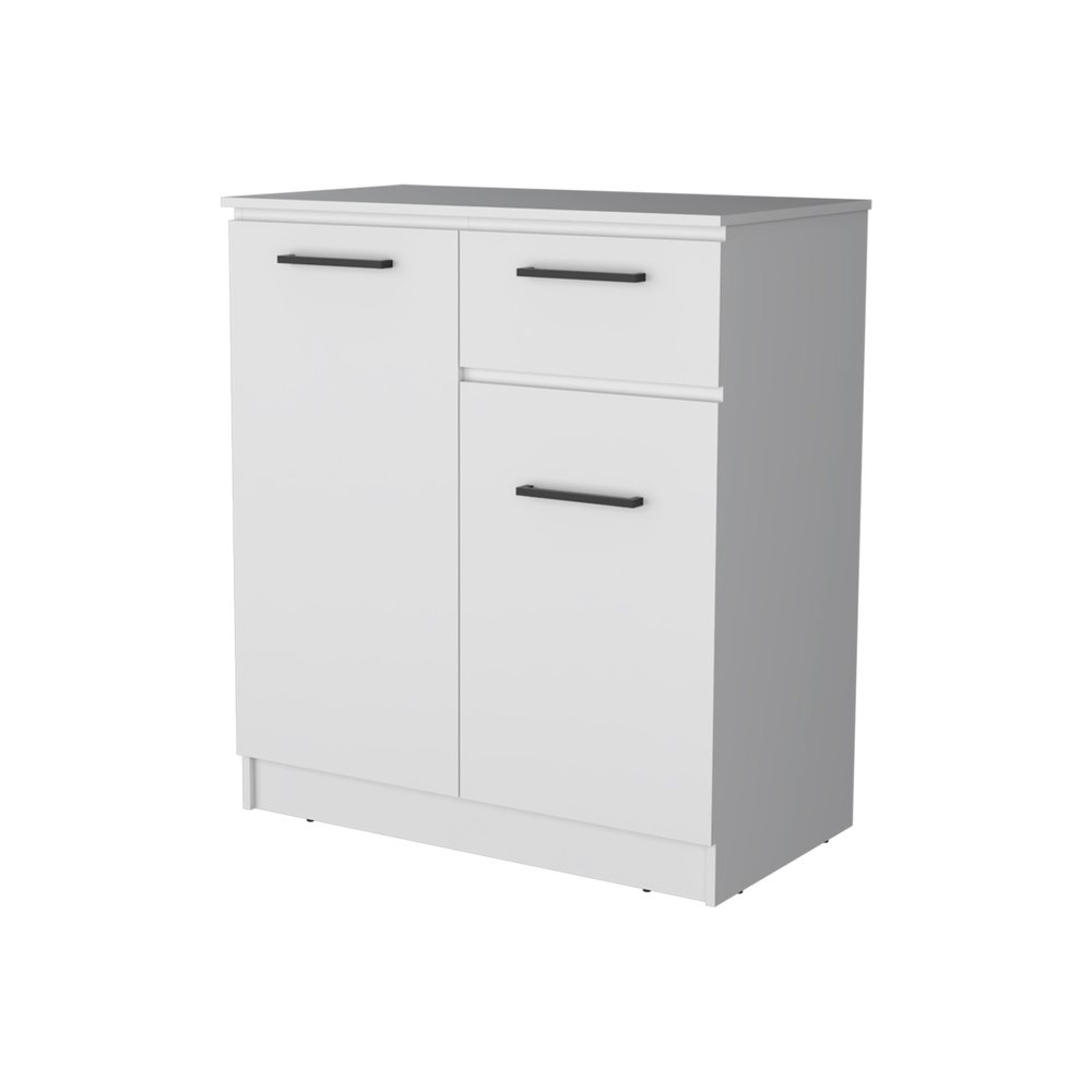 37" White Wood Two Door Single Drawer Combo Dresser — view 4