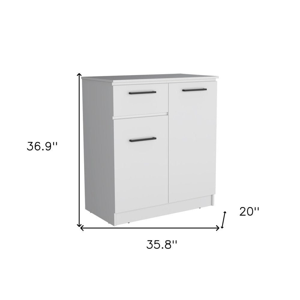 37" White Wood Two Door Single Drawer Combo Dresser — view 5