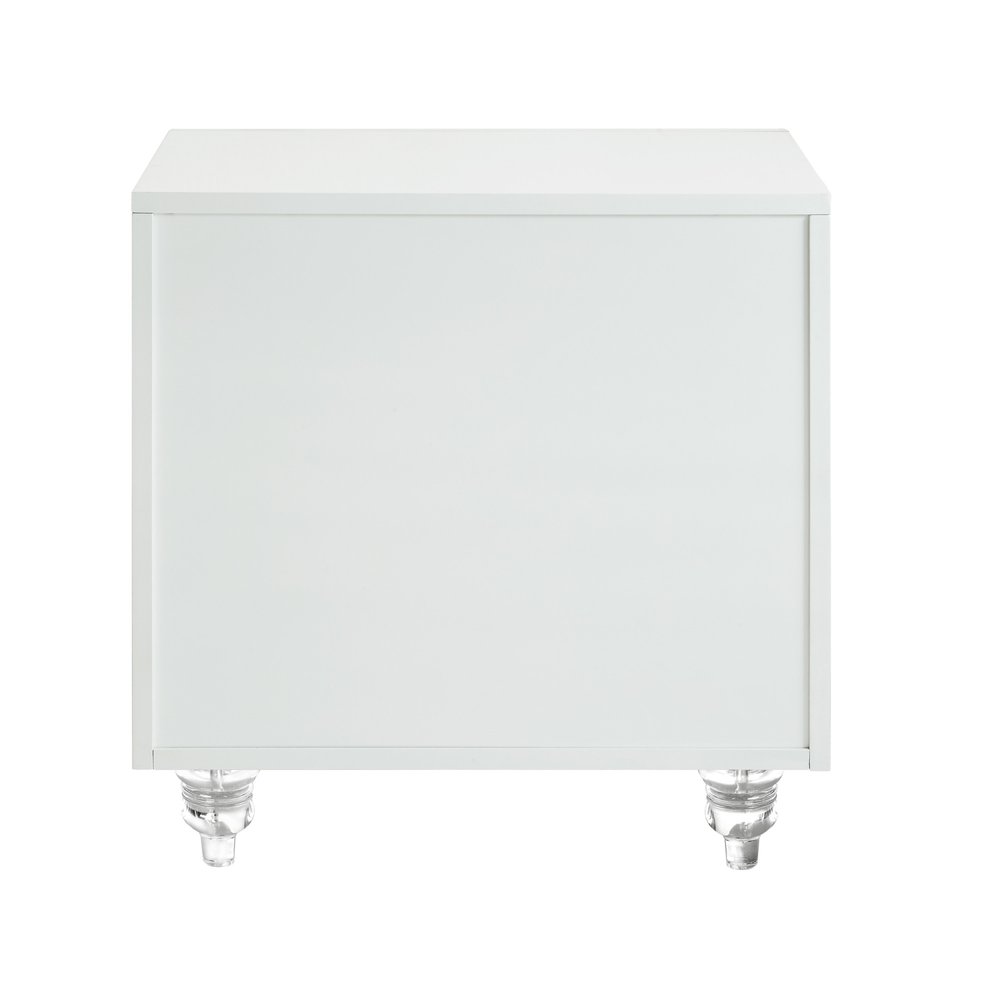 24" Clear And White Wood Mirrored End Table With Three Drawers — view 4