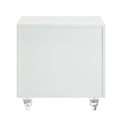 24" Clear And White Wood Mirrored End Table With Three Drawers HomeRoots