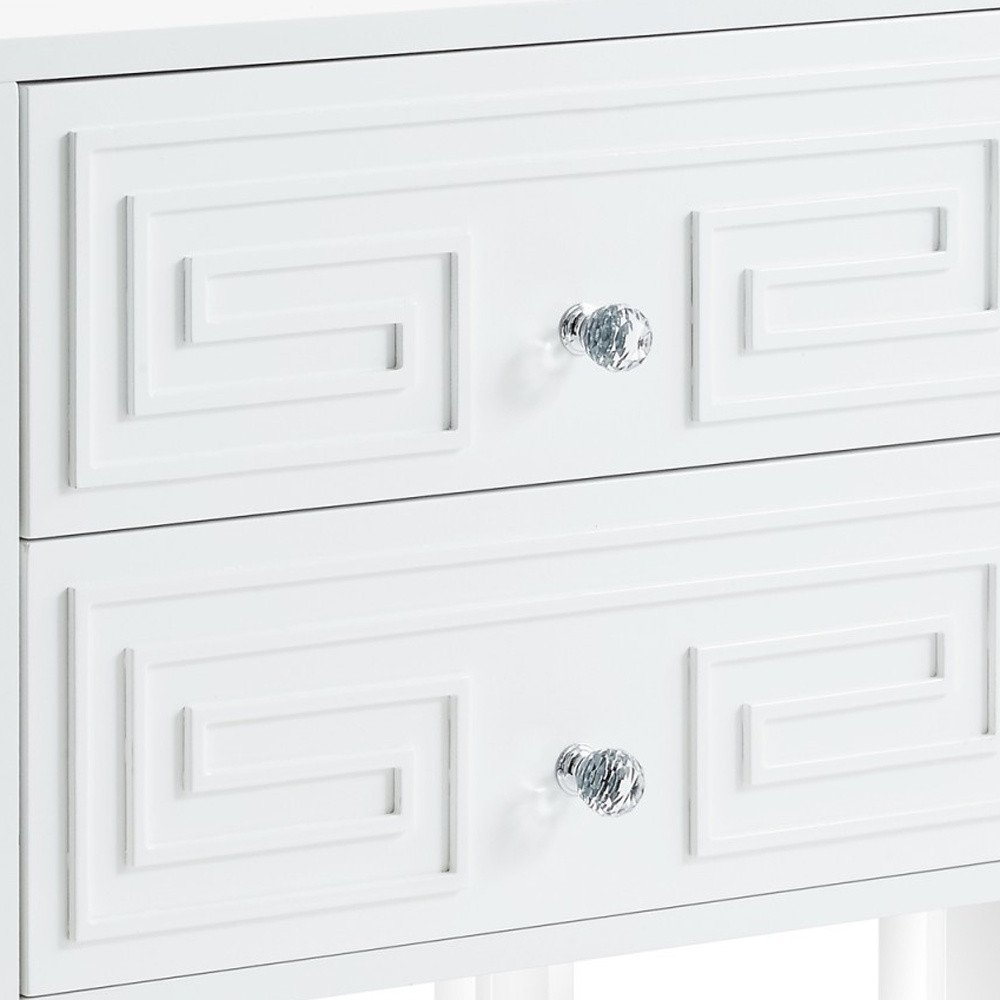 24" White And Clear Wood And Acrylic End Table With Two Drawers