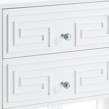 24" White And Clear Wood And Acrylic End Table With Two Drawers HomeRoots