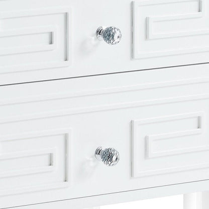 24" White And Clear Wood And Acrylic End Table With Two Drawers