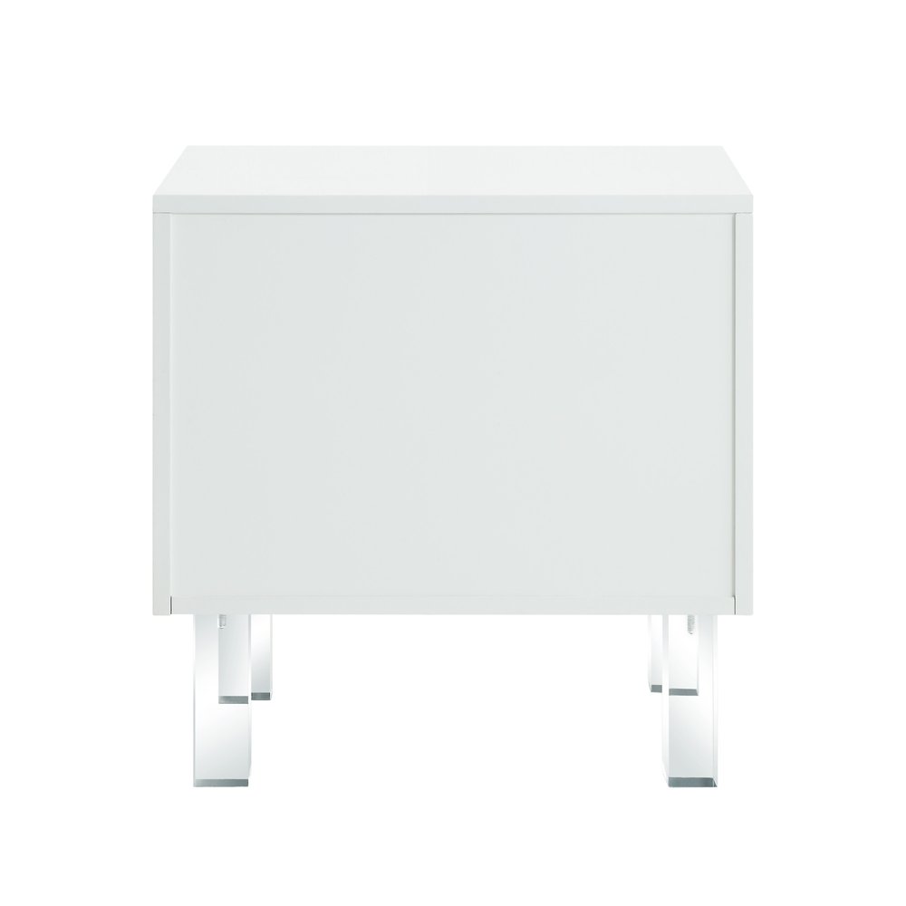 24" White And Clear Wood And Acrylic End Table With Two Drawers — view 3