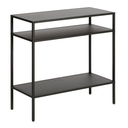 24" Black Steel End Table With Two Shelves