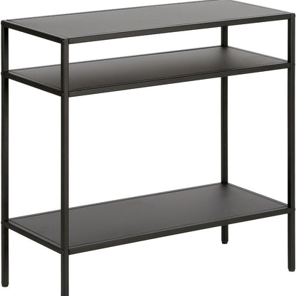 24" Black Steel End Table With Two Shelves