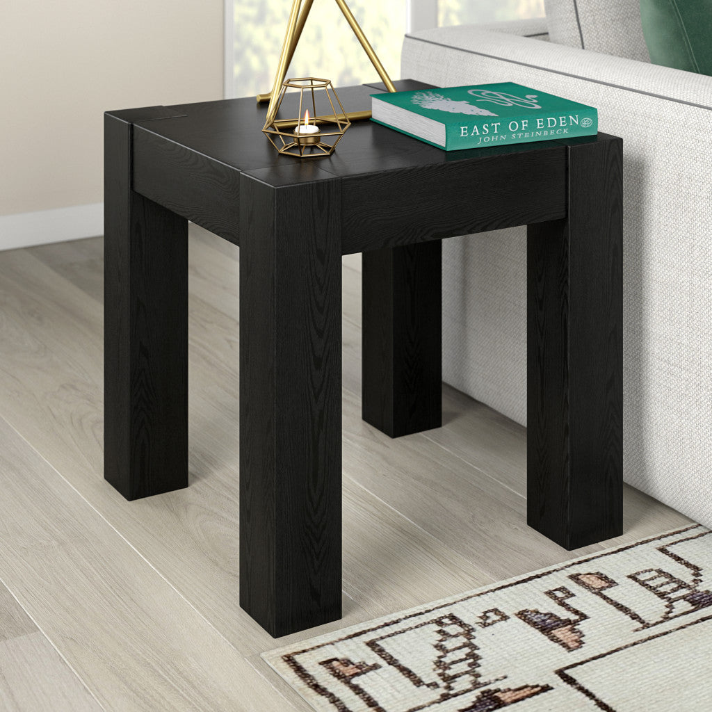 22" Black Wood Square End Table