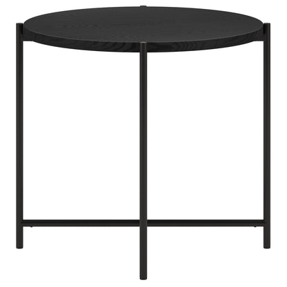 22" Black Wood And Steel Round End Table