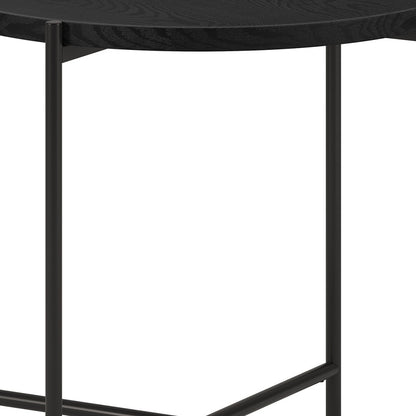 22" Black Wood And Steel Round End Table