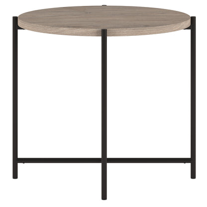 22" Black And Gray Wood And Steel Round End Table