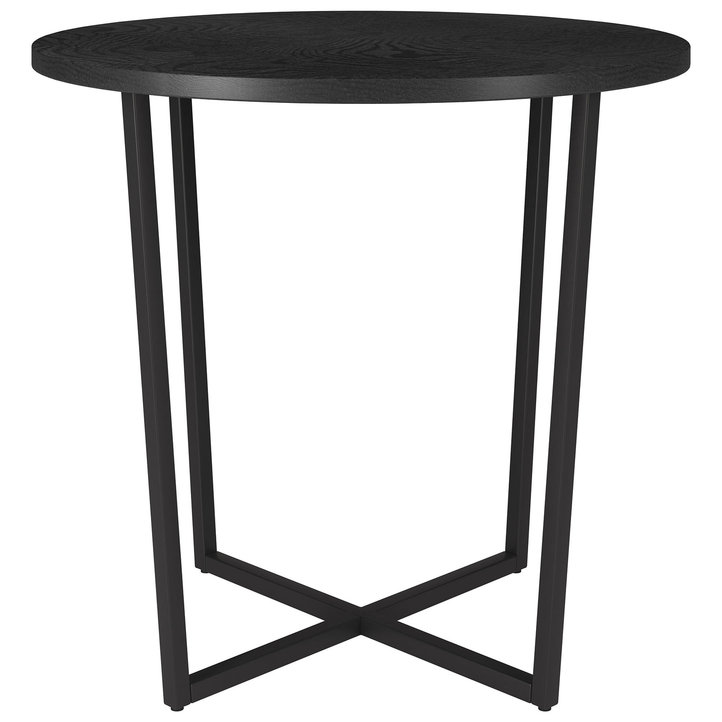 20" Black Wood And Steel Round End Table