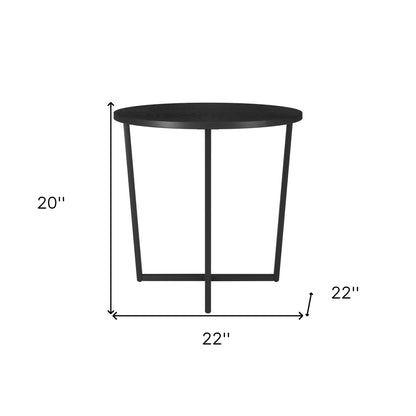 20" Black Wood And Steel Round End Table