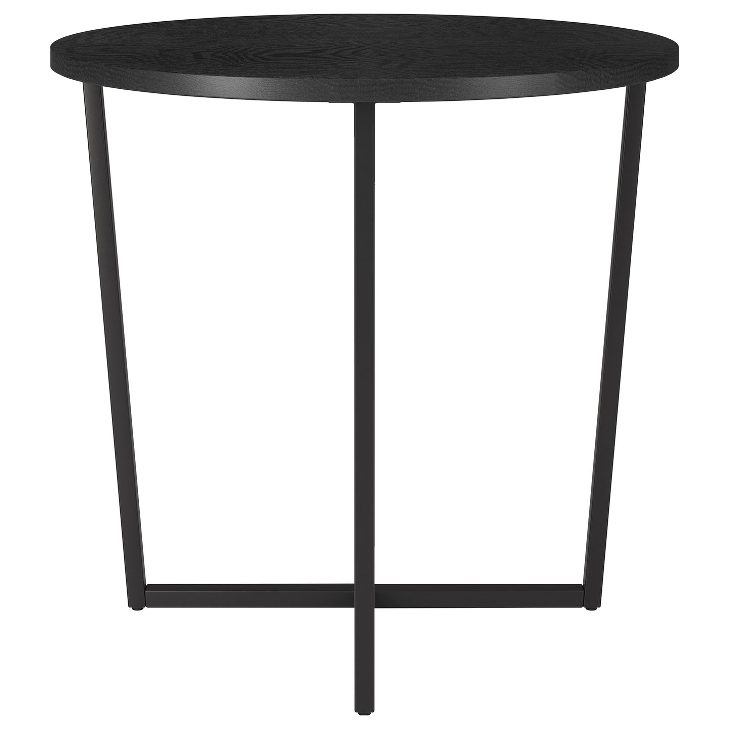 20" Black Wood And Steel Round End Table