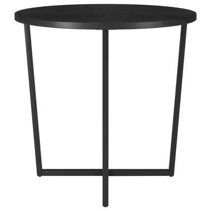 20" Black Wood And Steel Round End Table