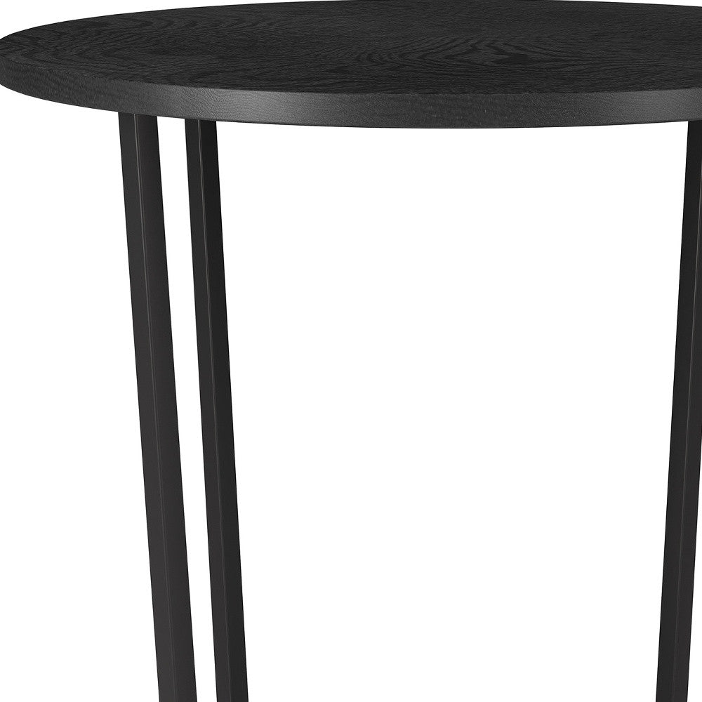 20" Black Wood And Steel Round End Table