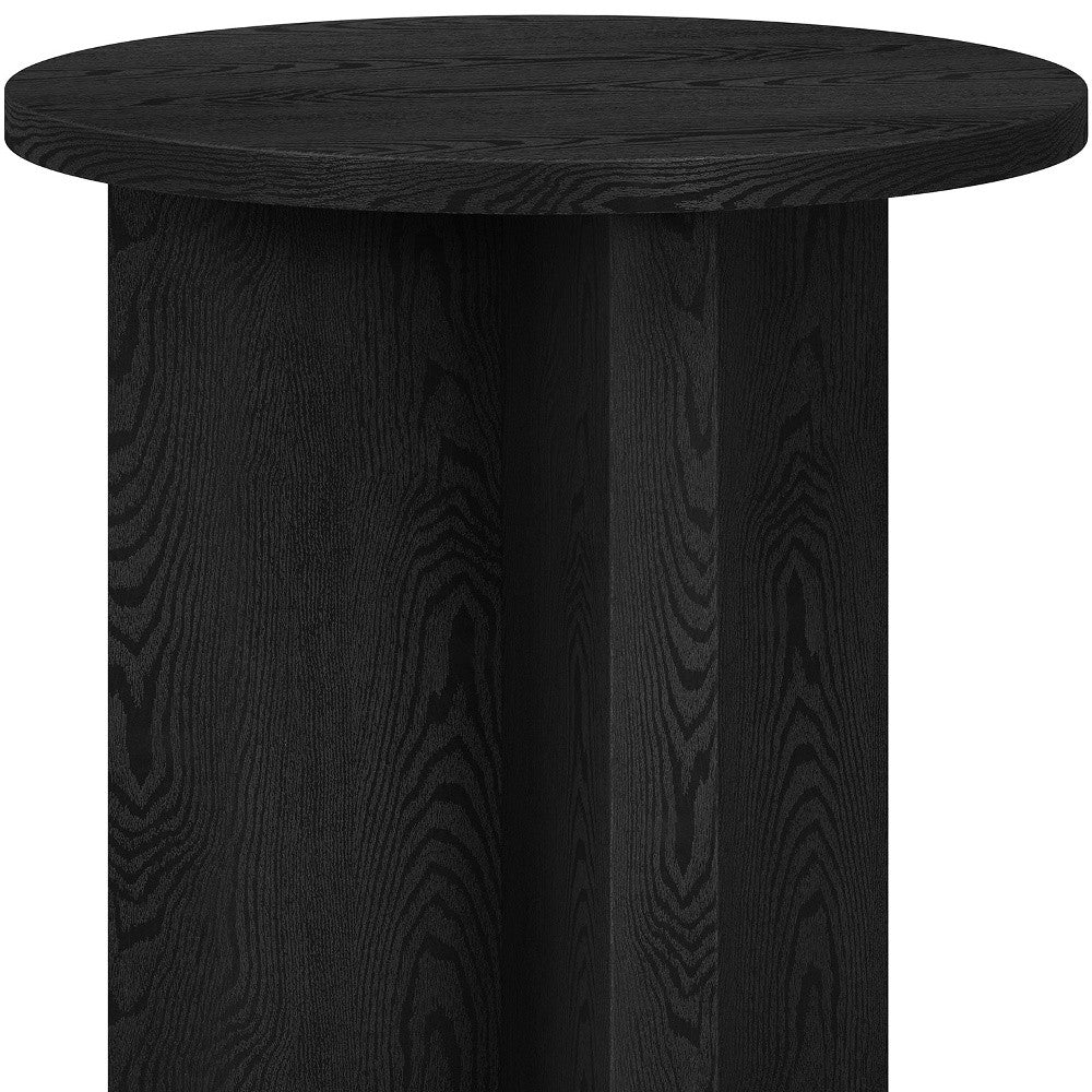 22" Black Wood Round End Table