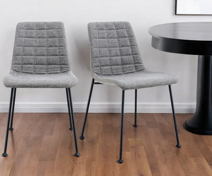 Set of Two Gray And Black Upholstered Fabric Dining Side Chairs HomeRoots