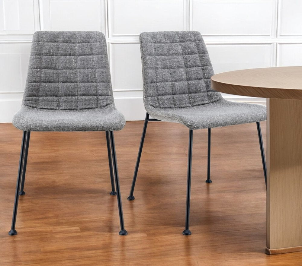 Set of Two Gray And Black Upholstered Fabric Dining Side Chairs HomeRoots