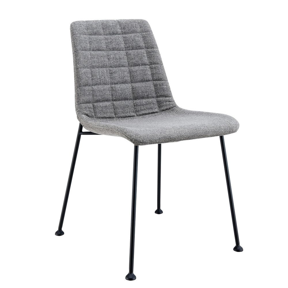 Set of Two Gray And Black Upholstered Fabric Dining Side Chairs HomeRoots