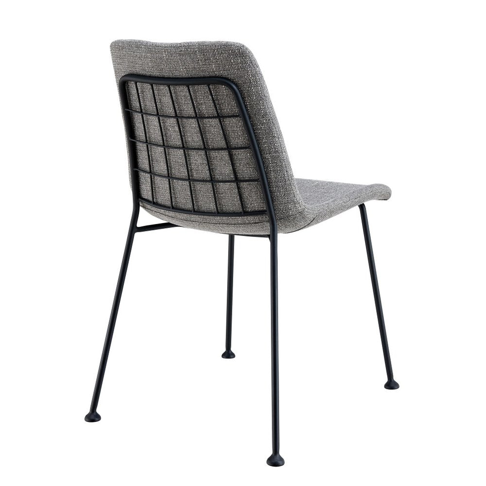 Set of Two Gray And Black Upholstered Fabric Dining Side Chairs HomeRoots