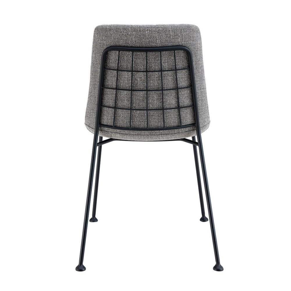 Set of Two Gray And Black Upholstered Fabric Dining Side Chairs HomeRoots