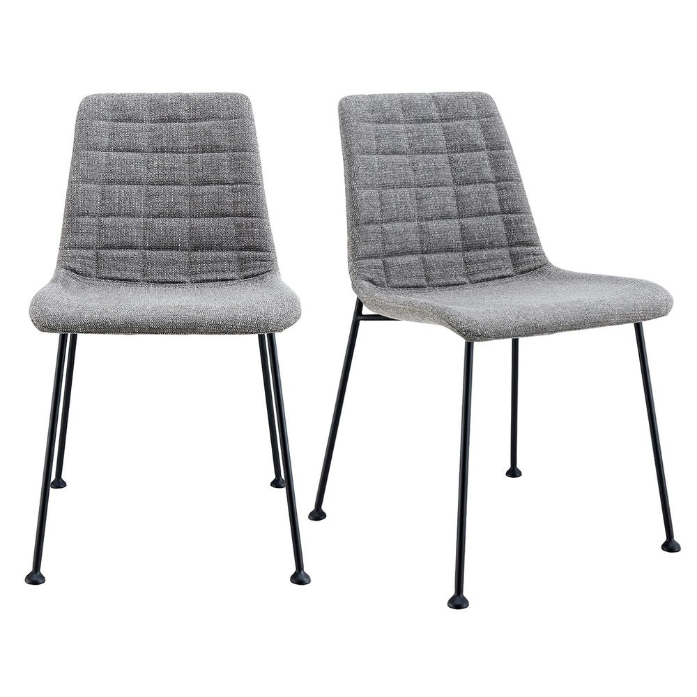 Set of Two Gray And Black Upholstered Fabric Dining Side Chairs HomeRoots