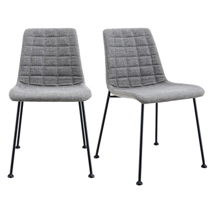Set of Two Gray And Black Upholstered Fabric Dining Side Chairs HomeRoots