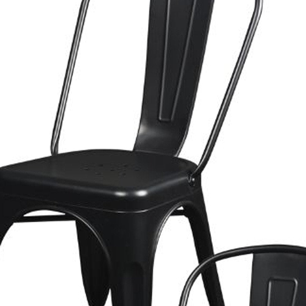 Set of Four Black Steel Dining Side Chairs HomeRoots
