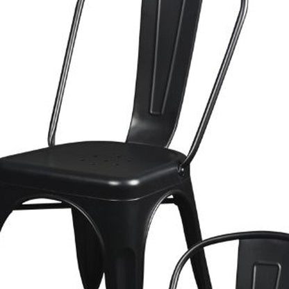 Set of Four Black Steel Dining Side Chairs HomeRoots