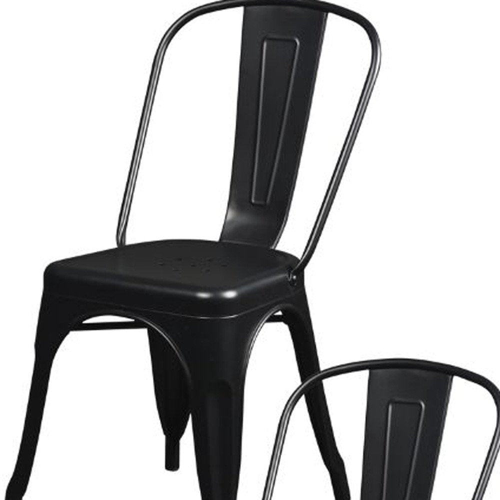 Set of Four Black Steel Dining Side Chairs HomeRoots