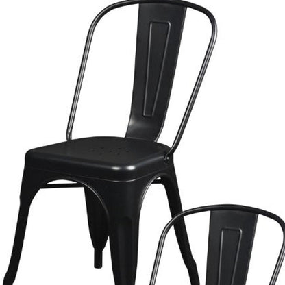 Set of Four Black Steel Dining Side Chairs HomeRoots