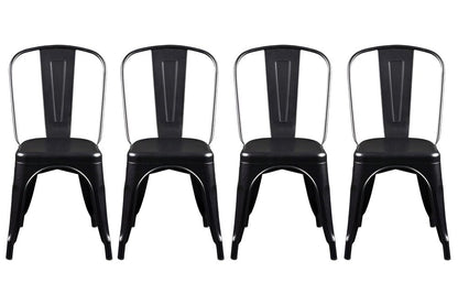 Set of Four Black Steel Dining Side Chairs HomeRoots